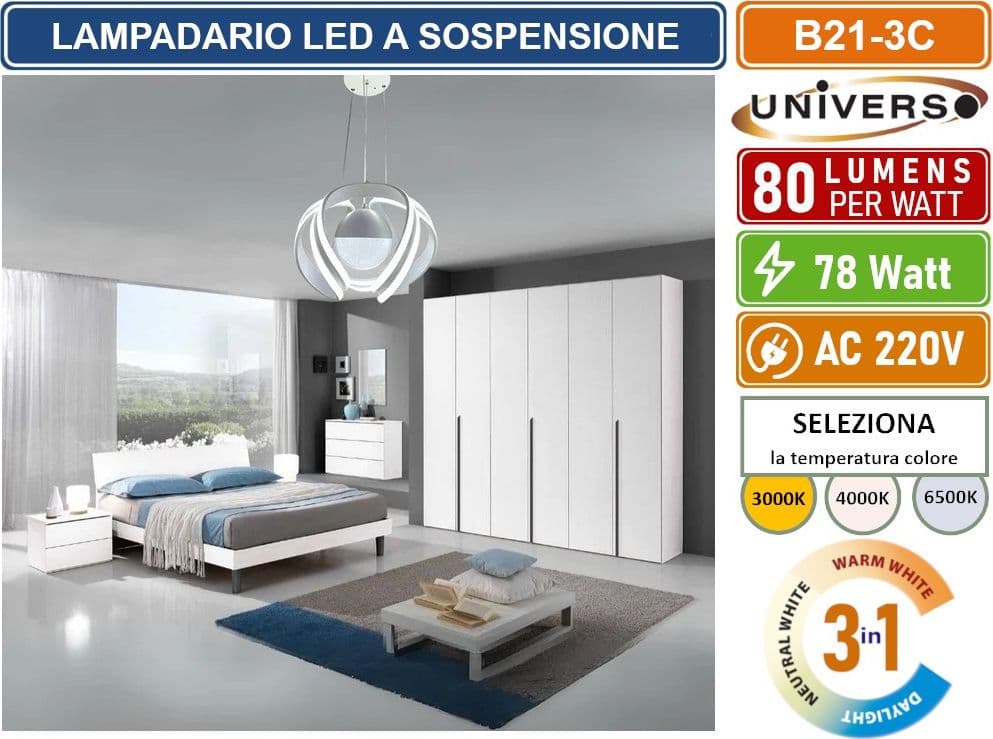 UNIVERSO  B21-3C LAMPADARIO LED A SOSPENSIONE 78W CHANGING COLOR CCT 3in1 - 3