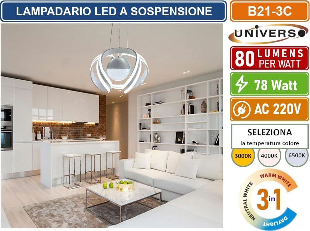 UNIVERSO  B21-3C LAMPADARIO LED A SOSPENSIONE 78W CHANGING COLOR CCT 3in1 - 4