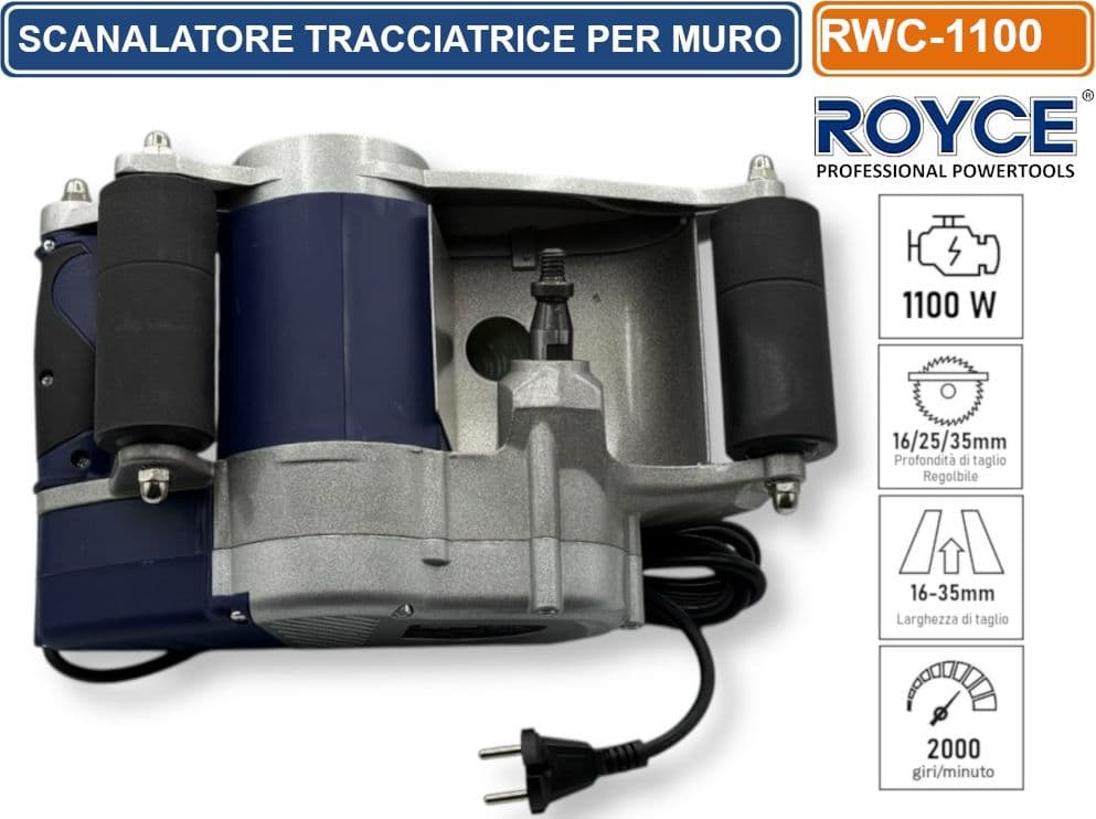 SCANALATORE TRACCIATRICE A FRESA PER MURO CON POTENZA DI 1100 WATT 2000 GIRI AL MINUTO - 3