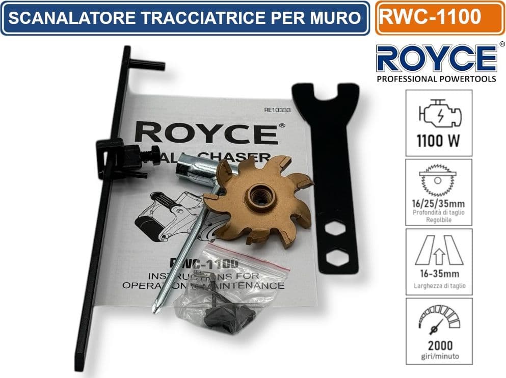 SCANALATORE TRACCIATRICE A FRESA PER MURO CON POTENZA DI 1100 WATT 2000 GIRI AL MINUTO - 4