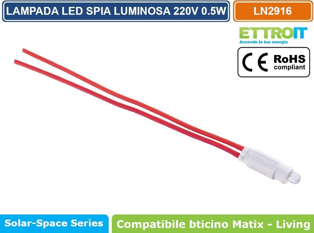LAMPADINA SPIA LED 0.5W 220V PER RETROILLUMINAZIONE MODULI COMPATIBILE BTICINO SERIE MATIX /MATIX GO /  LIVING - LUCE BLU -  BIANCO - ROSSO - VERDE - GIALLO - 2