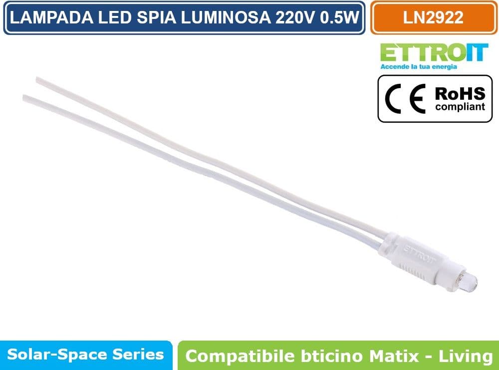 LAMPADINA SPIA LED 0.5W 220V PER RETROILLUMINAZIONE MODULI COMPATIBILE BTICINO SERIE MATIX /MATIX GO /  LIVING - LUCE BLU -  BIANCO - ROSSO - VERDE - GIALLO - 4