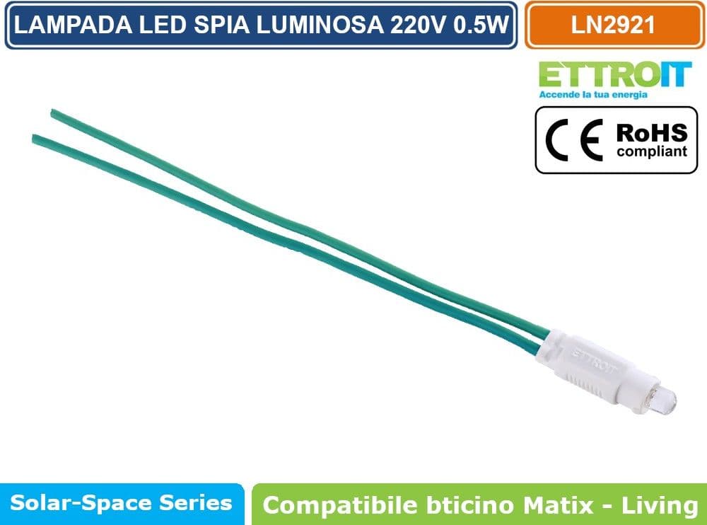 LAMPADINA SPIA LED 0.5W 220V PER RETROILLUMINAZIONE MODULI COMPATIBILE BTICINO SERIE MATIX /MATIX GO /  LIVING - LUCE BLU -  BIANCO - ROSSO - VERDE - GIALLO - 5