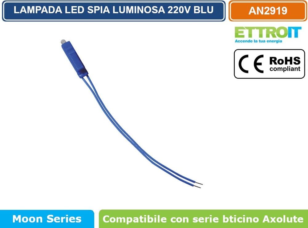 LAMPADINA SPIA LED 0.5W 220V PER RETROILLUMINAZIONE MODULI COMPATIBILE BTICINO SERIE AXOLUTE - LUCE BLU -  BIANCO - ROSSO - VERDE - GIALLO - 3