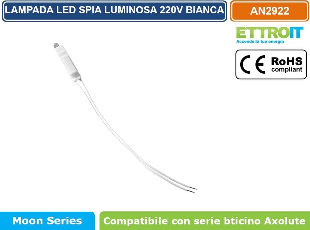 LAMPADINA SPIA LED 0.5W 220V PER RETROILLUMINAZIONE MODULI COMPATIBILE BTICINO SERIE AXOLUTE - LUCE BLU -  BIANCO - ROSSO - VERDE - GIALLO - 5