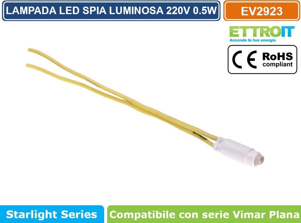 LAMPADINA SPIA LED 0.5W 220V PER RETROILLUMINAZIONE MODULI COMPATIBILE VIMAR SERIE PLANA - LUCE BLU -  BIANCO - ROSSO - VERDE - GIALLO - 5