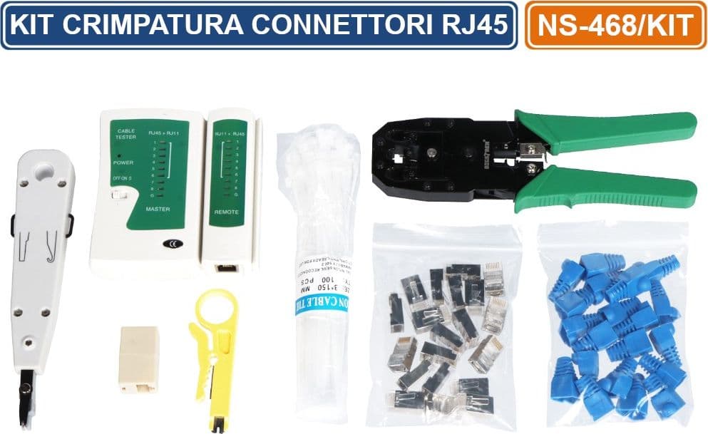 KIT DI ATTREZZI PER LA CRIMPATURA DEI CONNETTORI RJ45 RJ11 RJ12 NETWORK ETHERNET TEST CAVI NS-468/KIT - 2