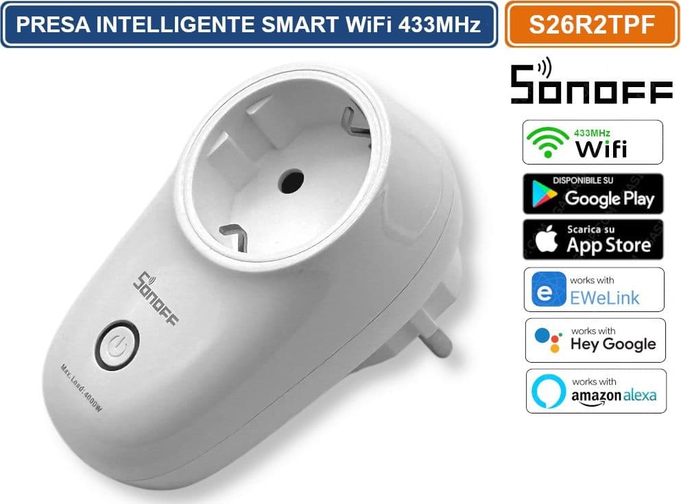 SONOFF S26R2TPF PRESA INTELLIGENTE SMART WIFI 433MHZ GESTIBILE DA SMARTPHONE - 2