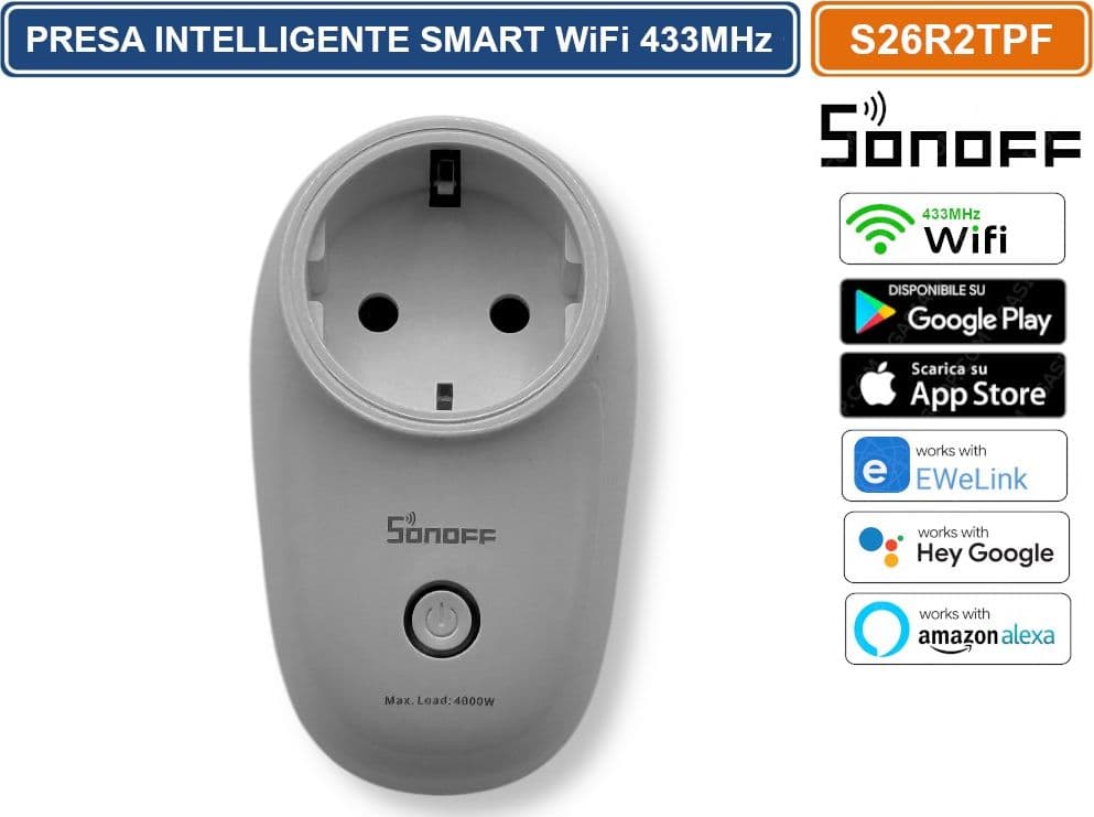 SONOFF S26R2TPF PRESA INTELLIGENTE SMART WIFI 433MHZ GESTIBILE DA SMARTPHONE - 3