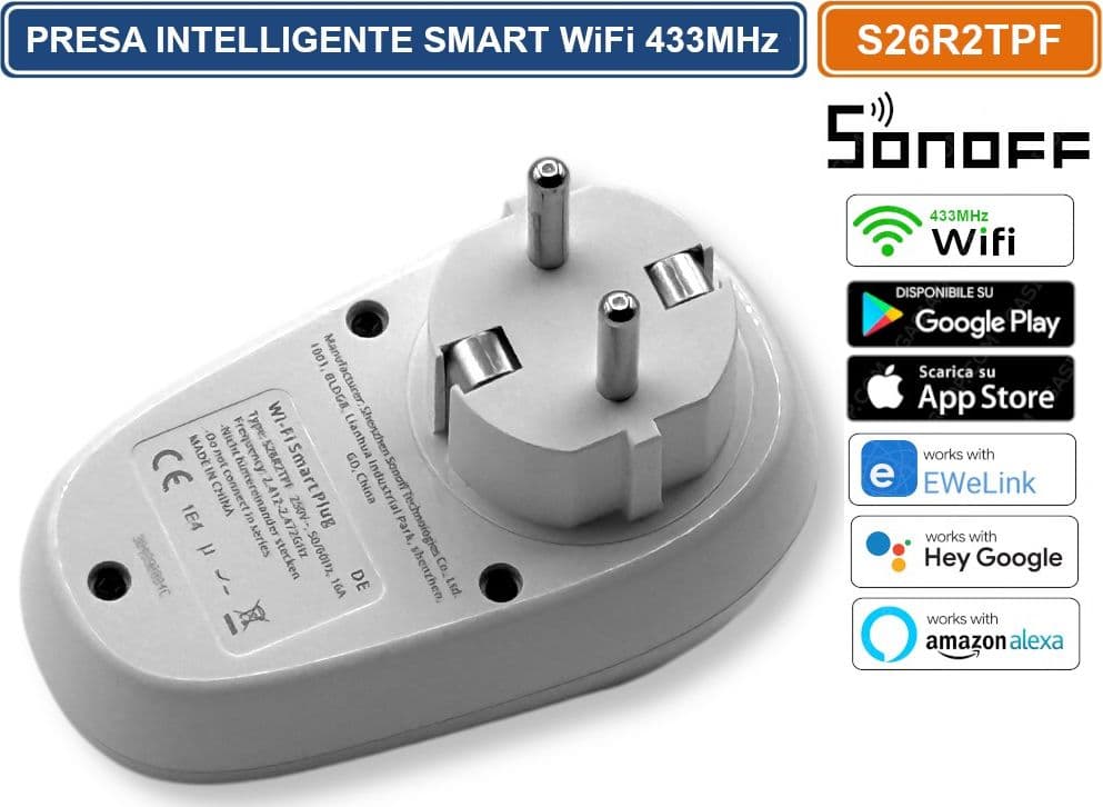 SONOFF S26R2TPF PRESA INTELLIGENTE SMART WIFI 433MHZ GESTIBILE DA SMARTPHONE - 4