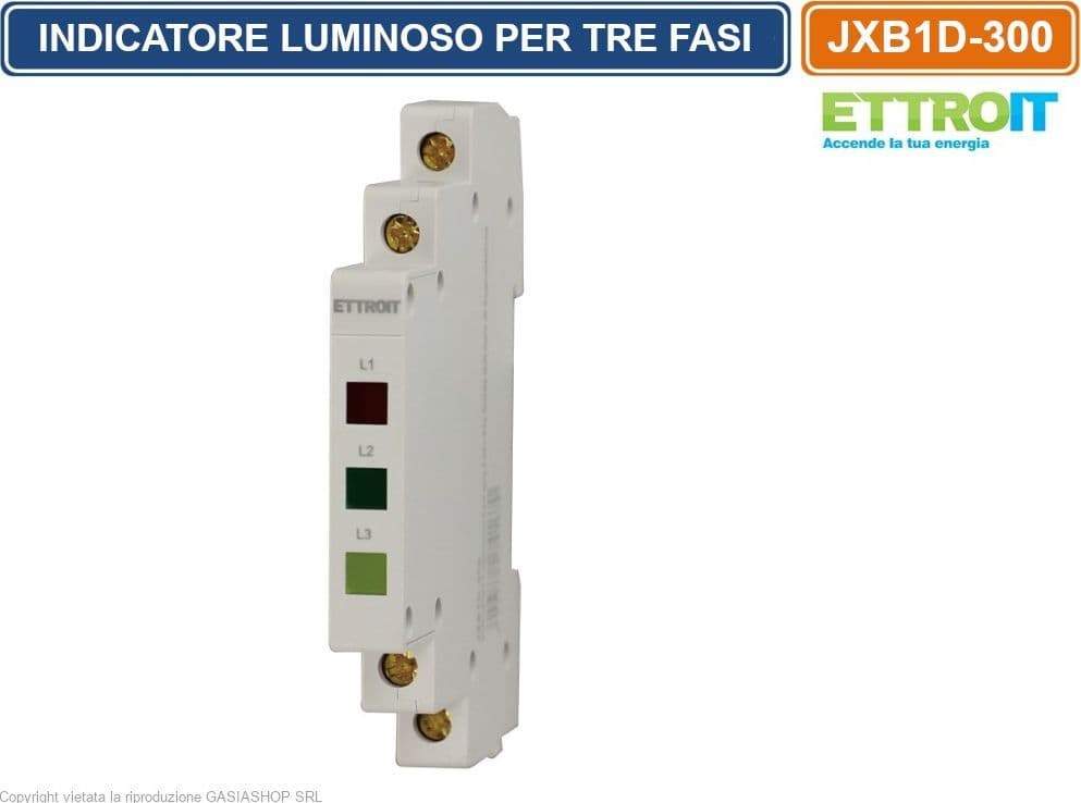 ETTROIT JXB1D-300 INDICATORE LUMINOSO LED TRE FASI PER GUIDA DIN SPIA DI SEGNALAZIONE - 4