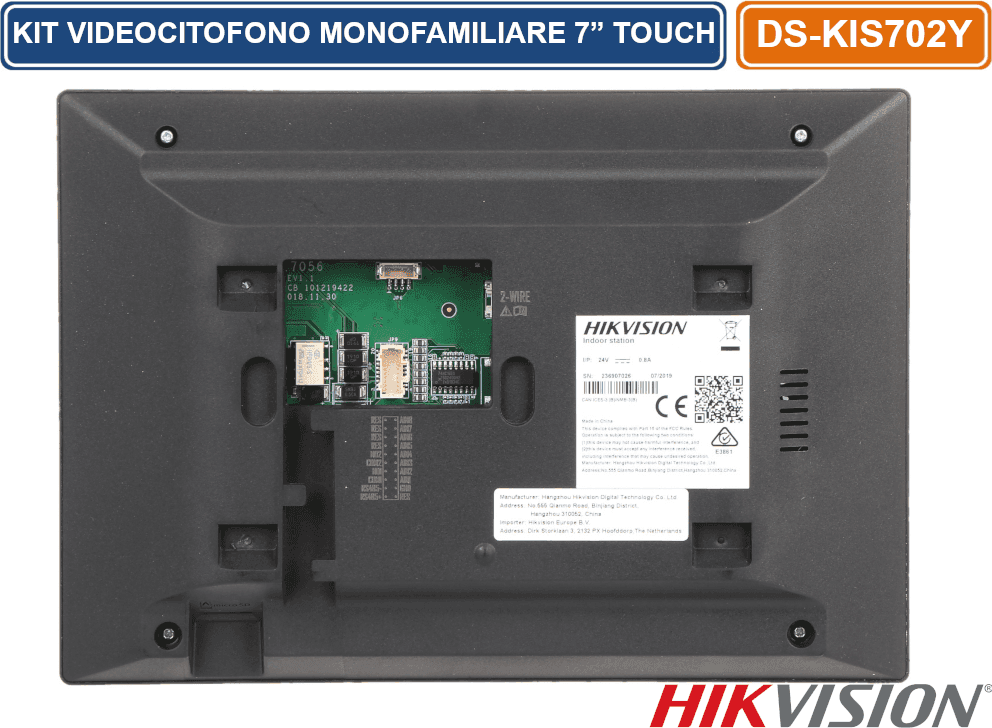 HIKVISION DS-KIS702Y KIT VIDEOCITOFONICO MONOFAMILIARE 7” TOUCH SCREEN LCD 2-WIRE SERIE Y PRO BIFILARE FULL HD 1080P IP65 P2P HIK-CONNECT - 3