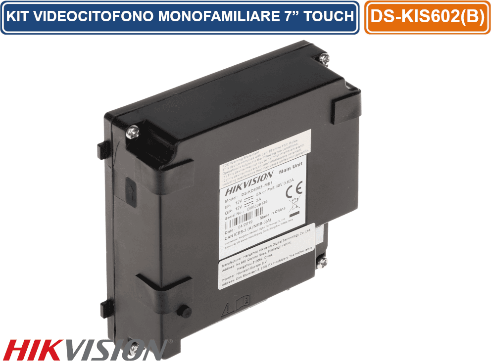 HIKVISION VIDEO INTERCOM KIT IP 2MPX AD UNA CHIAMATA DISPLAY 7" E SWITCH 4 PORTE POE 1 PORTA UPLINK SD CARD - 5
