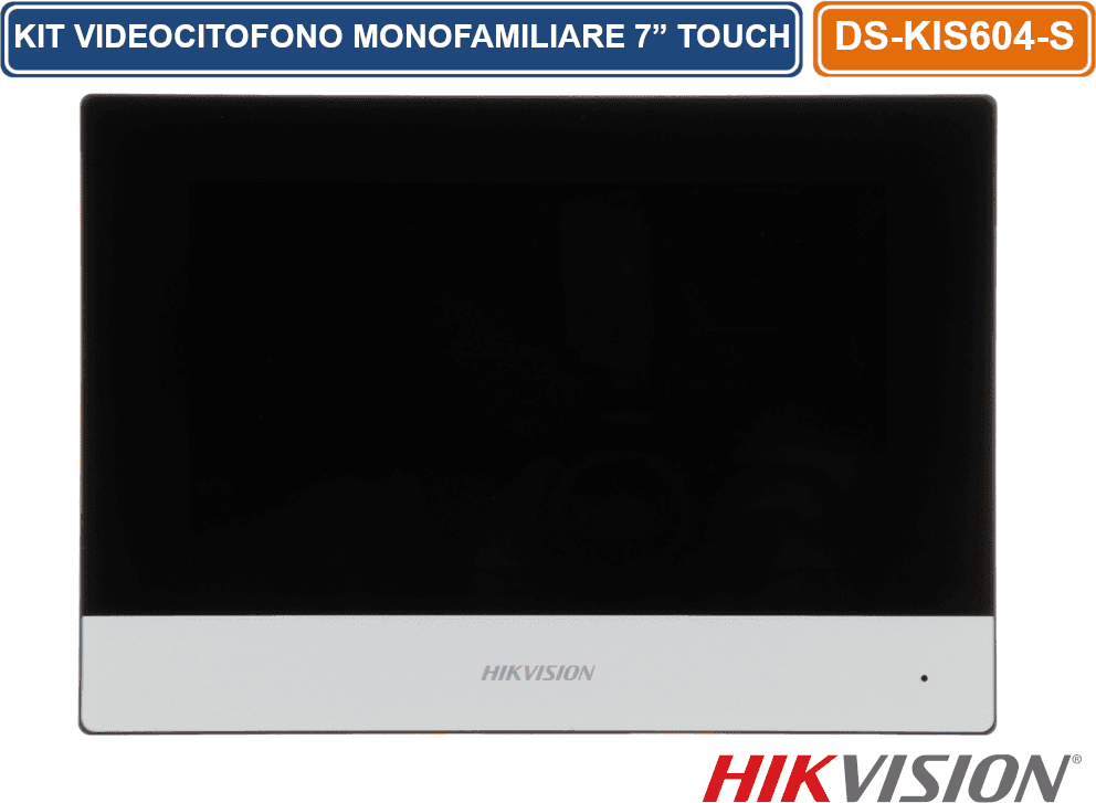 HIKVISION DS-KIS604-S. KIT VIDEOCITOFONO IP WATERPROOF AD UNA CHIAMATA CON DISPLAY 7" E SWITCH 4 PORTE POE 1 UPLINK - 2