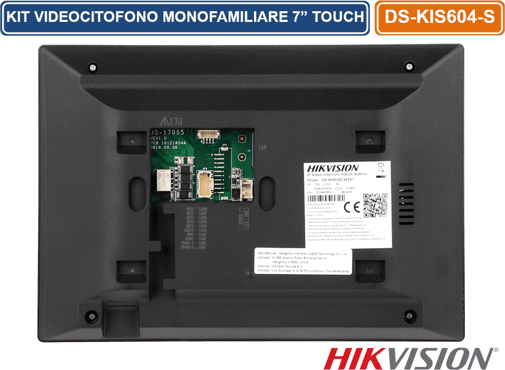 HIKVISION DS-KIS604-S. KIT VIDEOCITOFONO IP WATERPROOF AD UNA CHIAMATA CON DISPLAY 7" E SWITCH 4 PORTE POE 1 UPLINK - 3