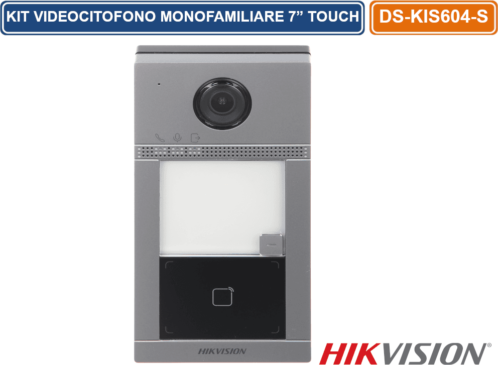 HIKVISION DS-KIS604-S. KIT VIDEOCITOFONO IP WATERPROOF AD UNA CHIAMATA CON DISPLAY 7" E SWITCH 4 PORTE POE 1 UPLINK - 4