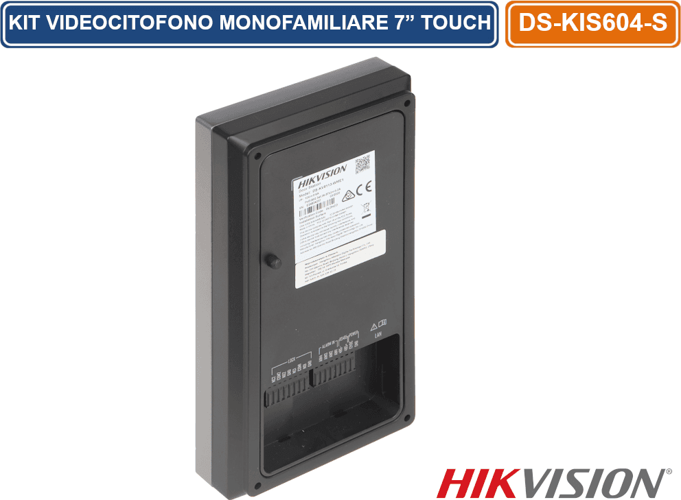 HIKVISION DS-KIS604-S. KIT VIDEOCITOFONO IP WATERPROOF AD UNA CHIAMATA CON DISPLAY 7" E SWITCH 4 PORTE POE 1 UPLINK - 5