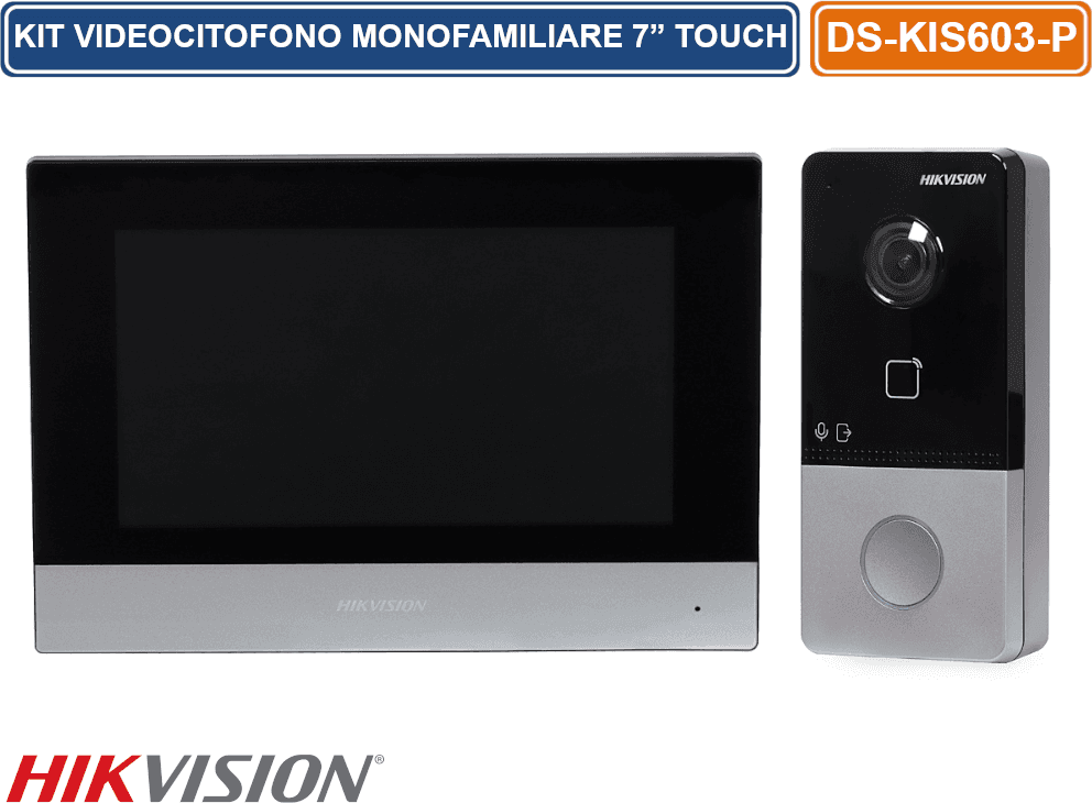 HIKVISION DS-KIS603-P KIT VIDEOCITOFONO MONOFAMILIARE IP PoE FULL HD 2MP MONITOR 7" TOUCH SCREEN - 3