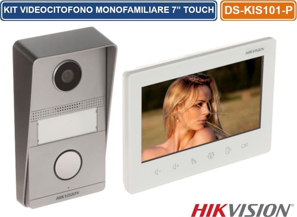 HIKVISION DS-KIS101-P/SURFACE KIT VIDEOCITOFONO MONOFAMILIARE ANLOGICO A 2 FILI FULL HD 2MP MONITOR 7" TOUCH SCREEN - 2
