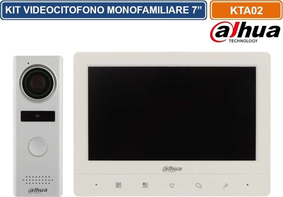 DAHUA KTA02 KIT VIDEOCITOFONO MONOFAMILIARE VILLA ANLOGICO A 4 FILI HD MONITOR 7" - 3