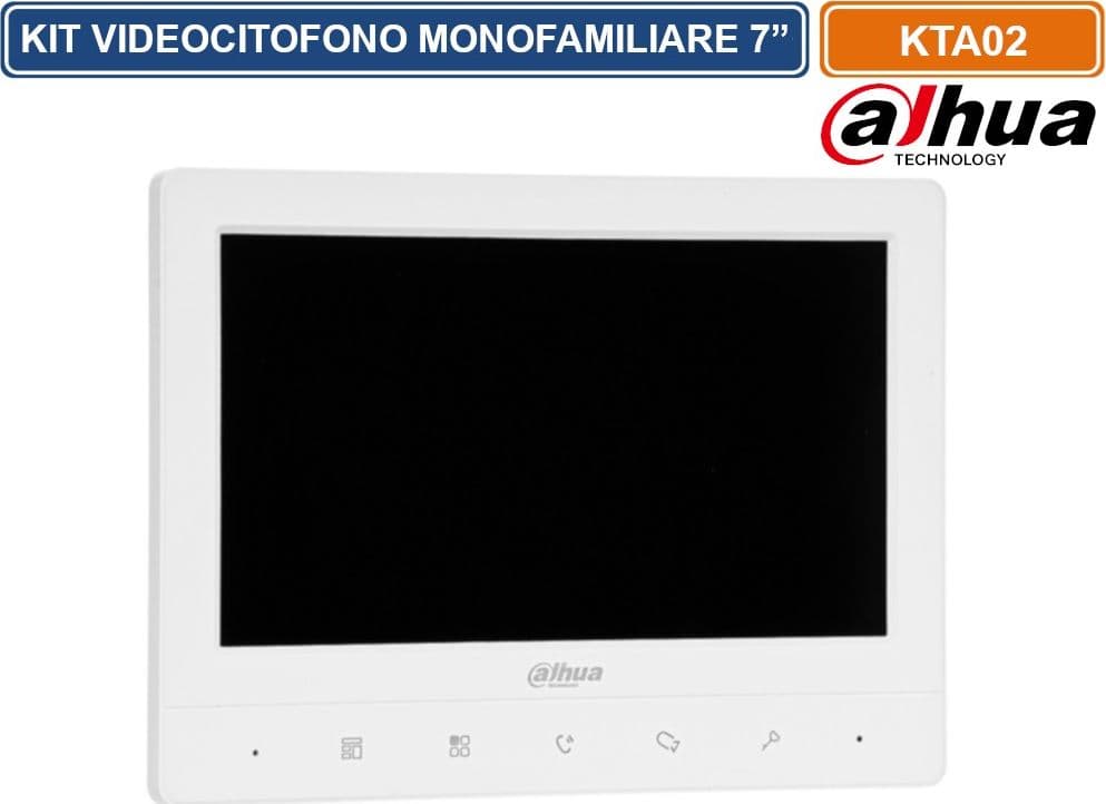 DAHUA KTA02 KIT VIDEOCITOFONO MONOFAMILIARE VILLA ANLOGICO A 4 FILI HD MONITOR 7" - 4