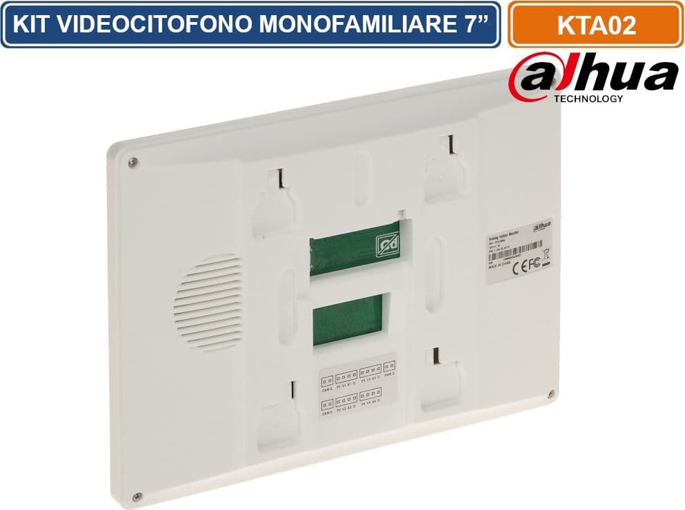 DAHUA KTA02 KIT VIDEOCITOFONO MONOFAMILIARE VILLA ANLOGICO A 4 FILI HD MONITOR 7" - 5