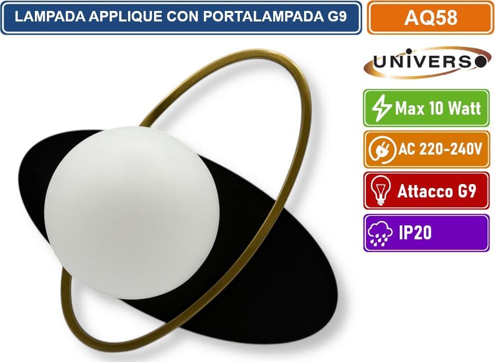 UNIVERSO AQ58 APPLIQUE LAMPADA DA INTERNO A PARATE IN STILE CONTEMPORANEO MAX 10W ATTACCO G9 - 3