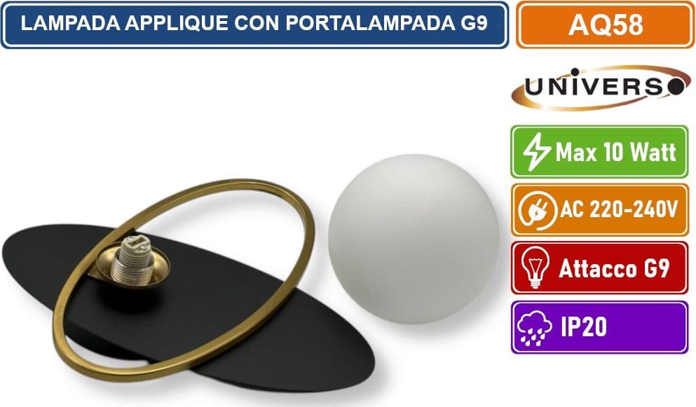 UNIVERSO AQ58 APPLIQUE LAMPADA DA INTERNO A PARATE IN STILE CONTEMPORANEO MAX 10W ATTACCO G9 - 4