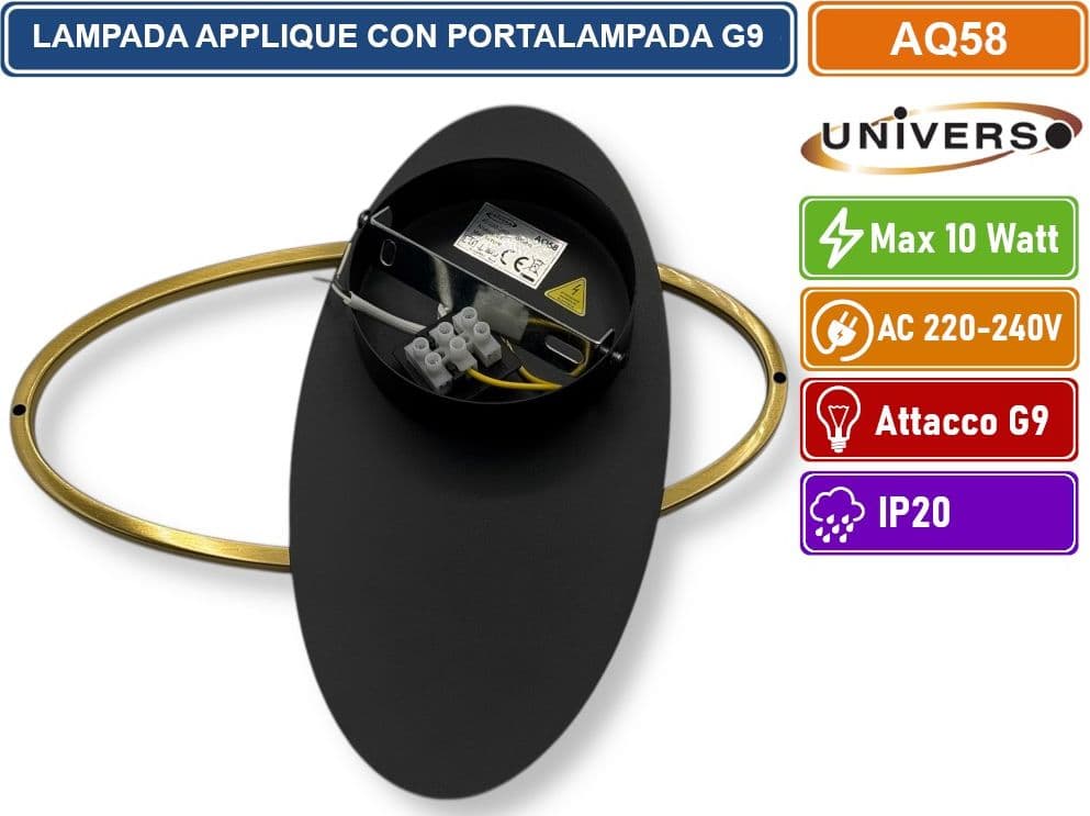 UNIVERSO AQ58 APPLIQUE LAMPADA DA INTERNO A PARATE IN STILE CONTEMPORANEO MAX 10W ATTACCO G9 - 5