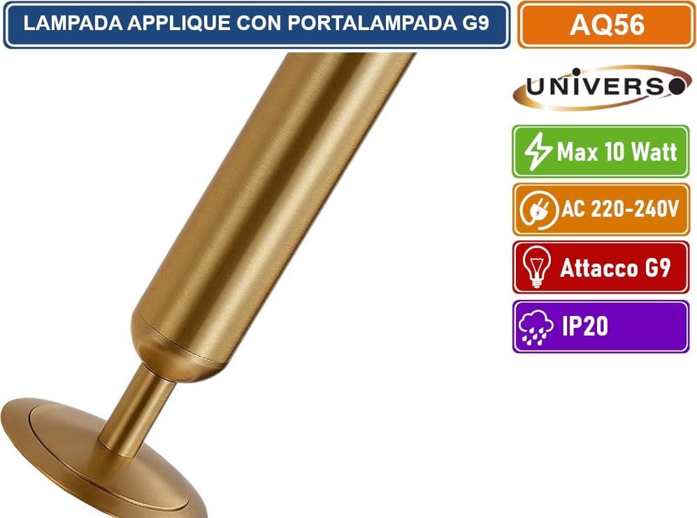 UNIVERSO AQ56 APPLIQUE LAMPADA DA INTERNO A PARATE IN STILE CONTEMPORANEO MAX 10W ATTACCO G9 - 3