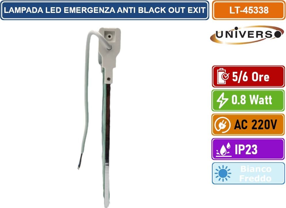 UNIVERSO LT-45338 LAMPADA LED D'EMERGENZA ANTI BLACK OUT SCRITTA EXIT - 4