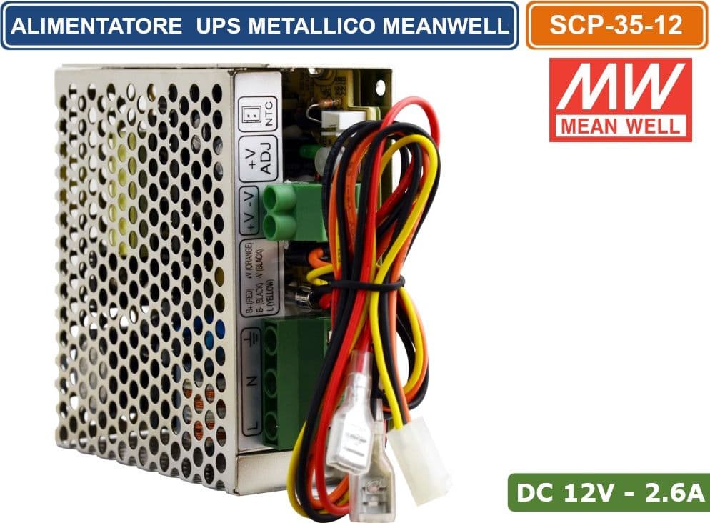 ALIMENTATORE GRUPPO DI CONTINUITA' UPS METALLICO MEANWELL DC 12V 2.6A - 2
