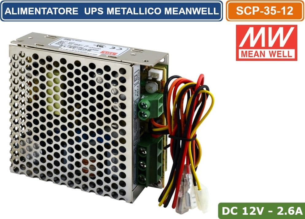 ALIMENTATORE GRUPPO DI CONTINUITA' UPS METALLICO MEANWELL DC 12V 2.6A - 3