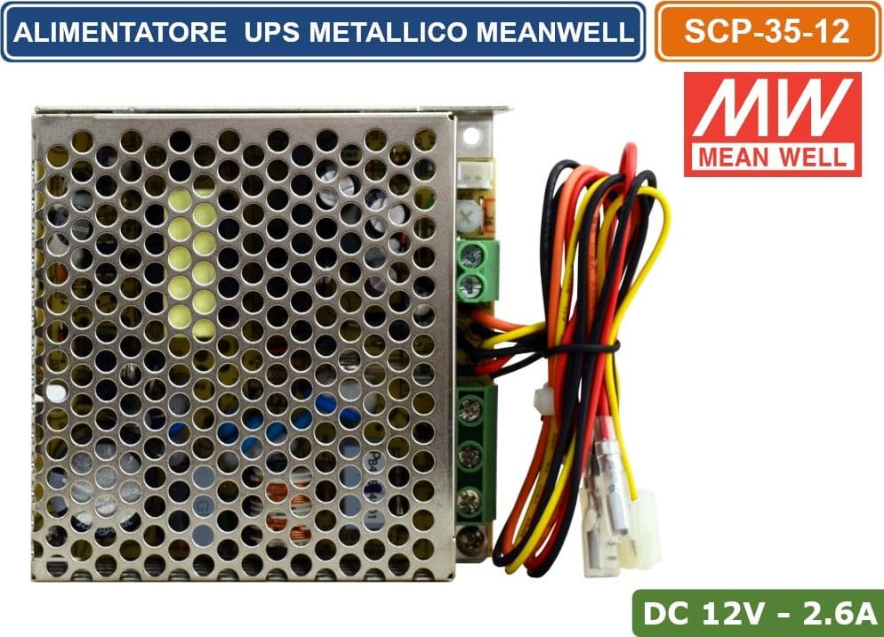 ALIMENTATORE GRUPPO DI CONTINUITA' UPS METALLICO MEANWELL DC 12V 2.6A - 4