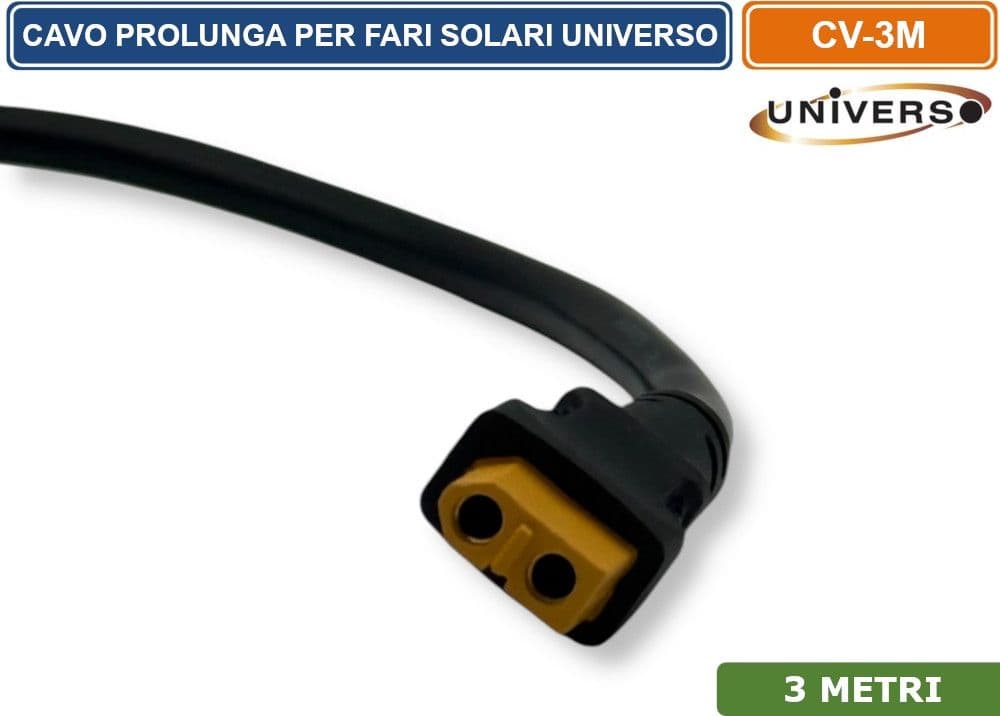 CAVO DI CONNESSIONE PROLUNGA 3 METRI PER FARI SOLARI UNIVERSO CON CONNETTORE IP65 - 2