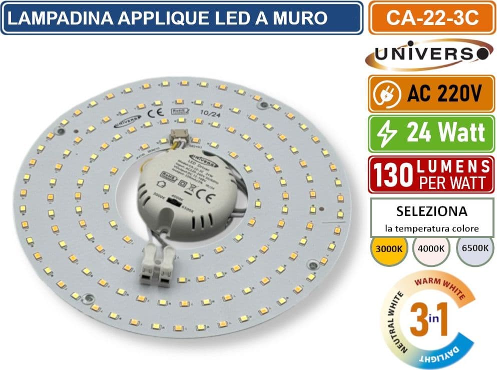 CIRCOLINA MAGNETICA NEON LED PIASTRA DISCO ANELLO PLAFONIERA CIRCOLARE LAMPADA T9 G10Q 24W Ø19CM COLORE LUCE SELEZIONABILE CCT 3IN1 3000K - 4000K -6500K - 2