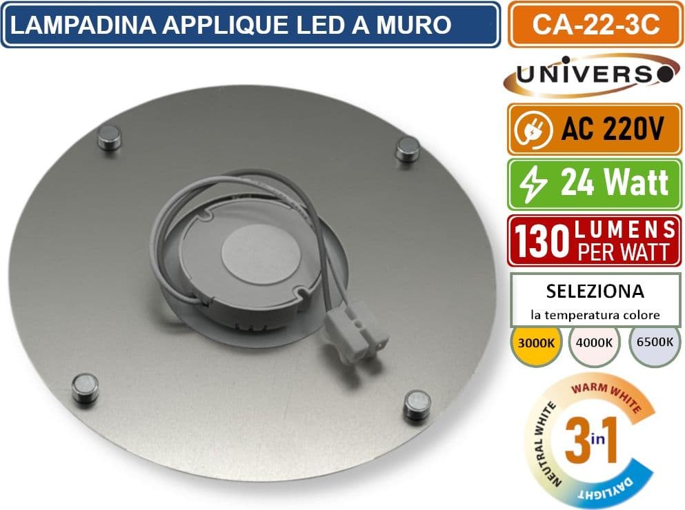 CIRCOLINA MAGNETICA NEON LED PIASTRA DISCO ANELLO PLAFONIERA CIRCOLARE LAMPADA T9 G10Q 24W Ø19CM COLORE LUCE SELEZIONABILE CCT 3IN1 3000K - 4000K -6500K - 3
