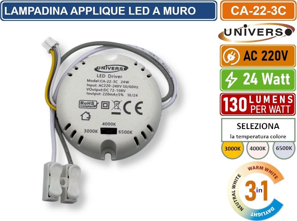 CIRCOLINA MAGNETICA NEON LED PIASTRA DISCO ANELLO PLAFONIERA CIRCOLARE LAMPADA T9 G10Q 24W Ø19CM COLORE LUCE SELEZIONABILE CCT 3IN1 3000K - 4000K -6500K - 4