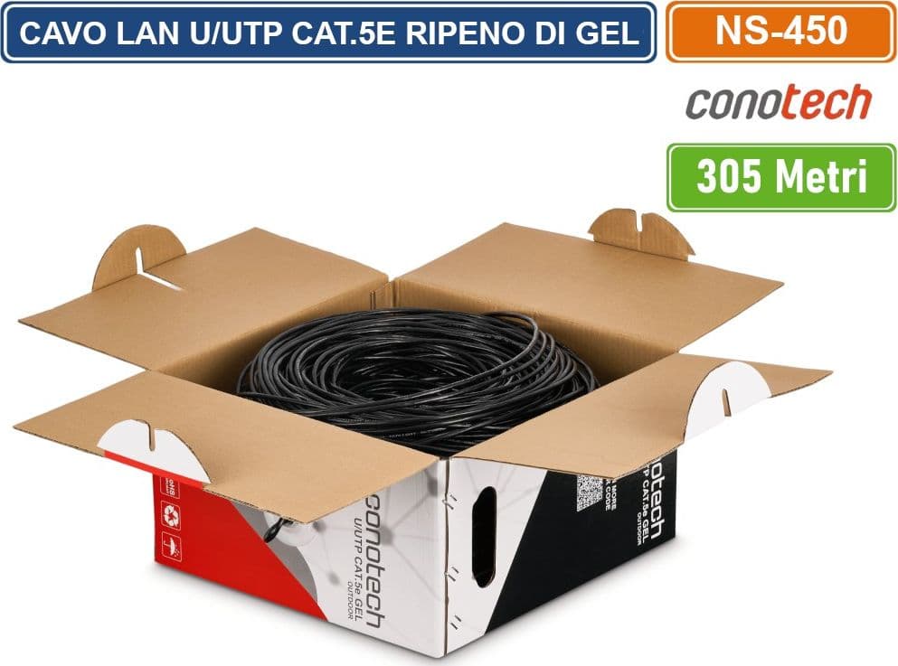 MATASSA 305 METRI CAVO DI RETE U/UTP CAT.5E RIPIENO DI GEL PER USO ESTERNO ED INTERRAMENTO 100% RAME - 3