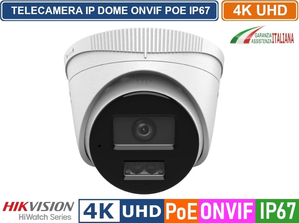 HIKVISION HWI-T280HA-LU TELECAMERA IP NETWORK DOME 8 MEGAPIXEL ULTRA HD 2.8MM DOPPIA ILLUMINAZIONE MICROFONO IP67 - 3
