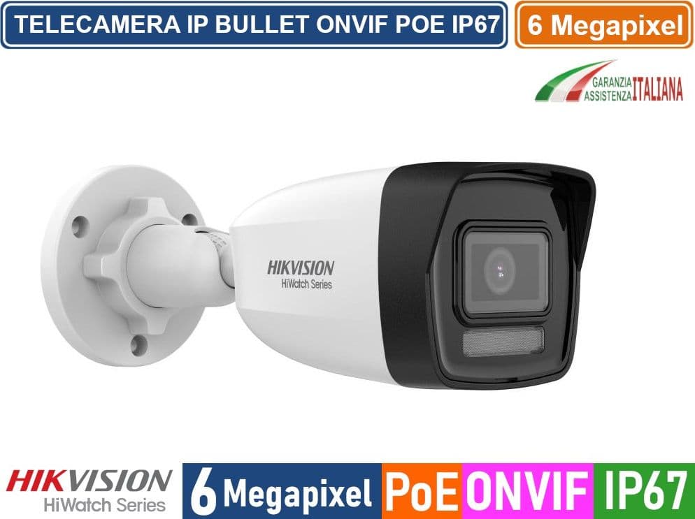 HIKVISION HWI-B160HA-LU TELECAMERA IP NETWORK BULLET 6 MEGAPIXEL 2.8MM DOPPIA ILLUMINAZIONE MICROFONO IP67 - 2