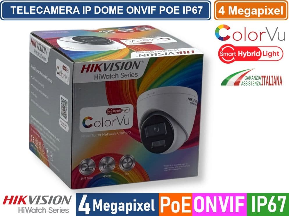 HIKVISION HWI-T249HA-LUF/SRB TELECAMERA IP NETWORK DOME COLORVU 4 MEGAPIXEL 2.8MM RILEVAZIONE PERSONE E VEICOLI MICROFONO  IP67 - 3