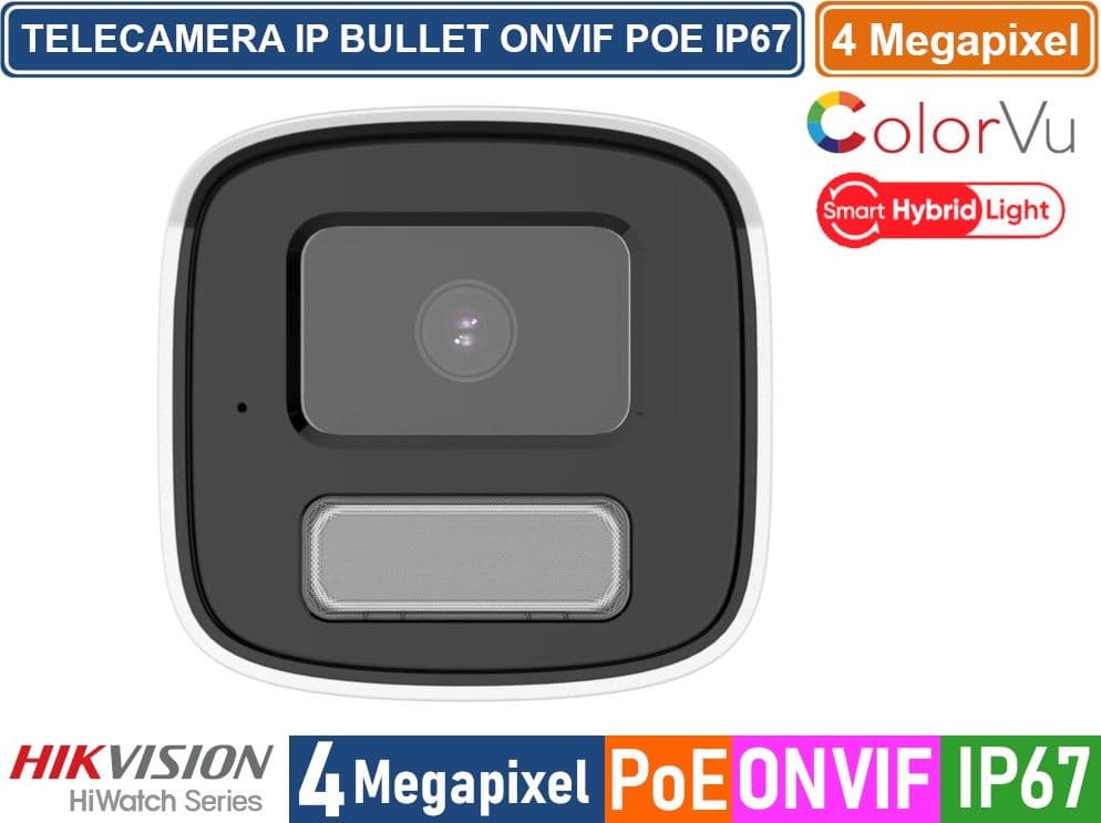 HIKVISION HWI-B149HA-LUF/SRB TELECAMERA IP NETWORK BULLET COLORVU 4 MEGAPIXEL 2.8MM RILEVAZIONE PERSONE E VEICOLI MICROFONO  IP67 - 3