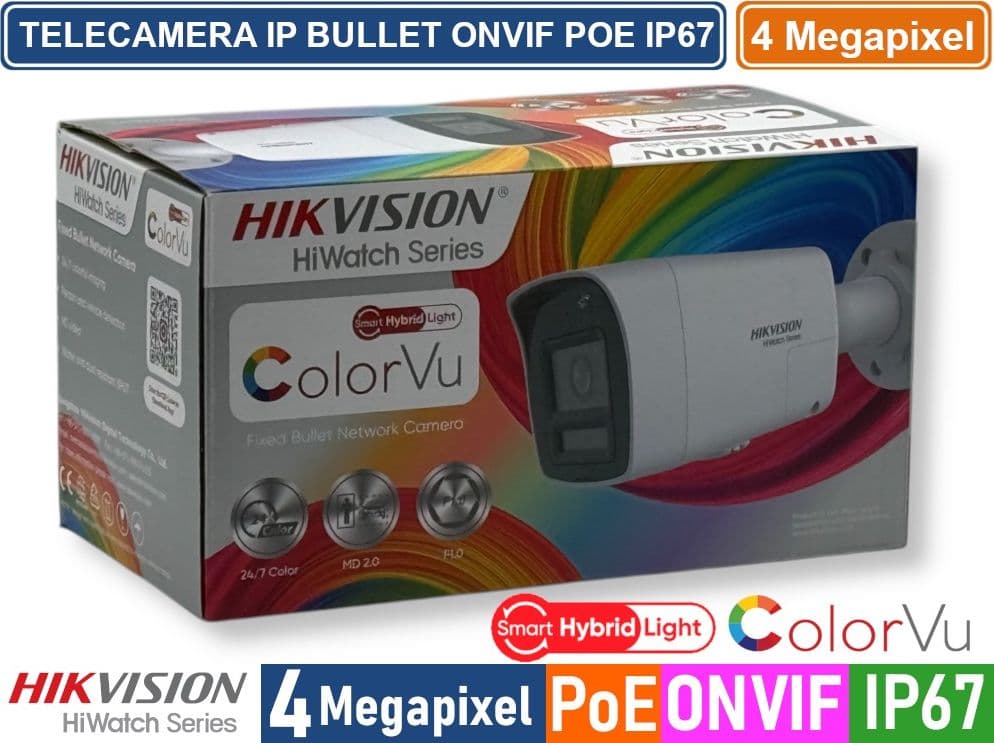 HIKVISION HWI-B149HA-LUF/SRB TELECAMERA IP NETWORK BULLET COLORVU 4 MEGAPIXEL 2.8MM RILEVAZIONE PERSONE E VEICOLI MICROFONO  IP67 - 4
