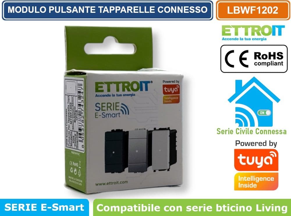 MODULO TAPPARELLE CONNESSO SMART WIFI GESTIBILE DA APP TUYA 1P 240V BIANCO COMPATIBILE CON BTICINO SERIE LIVING - ETTROIT - 4