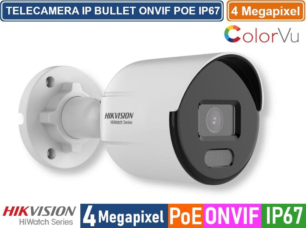 HIKVISION HWI-B149HA TELECAMERA IP NETWORK BULLET COLORVU 4 MEGAPIXEL 2.8MM RILEVAZIONE PERSONE E VEICOLI IP67 - 2