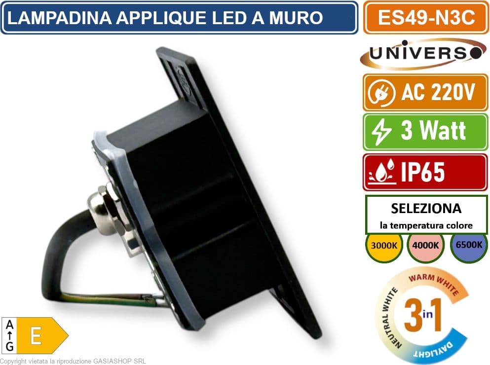 UNIVERSO ES49-N3C PUNTO LUCE SEGNAPASSO RETTANGOLARE LED AD INCASSO CAMBIA COLORE CCT 3IN1 3W 24° DA ESTERNO IP65 - 3