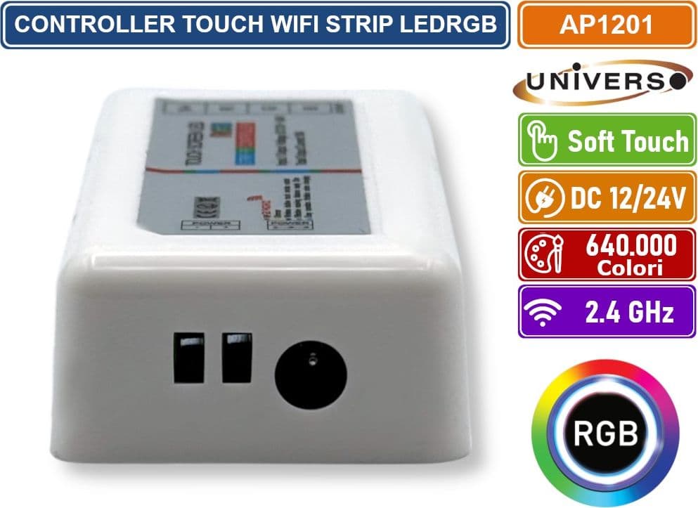 UNIVERSO AP1201 TELECOMENDO CONTROLLER TOUCH WIRELESS PER STRIP LED RGB DC 12/24V PORTATA 30 METRI - 5
