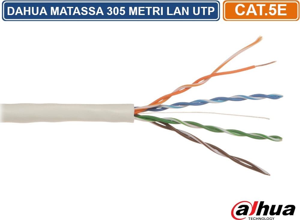 MATASSA BOBINA DAHUA CAVO RETE 305 METRI ETHERNET UTP CAT 5E 4X2 AWG 24 LAN RJ45 CCA - 2