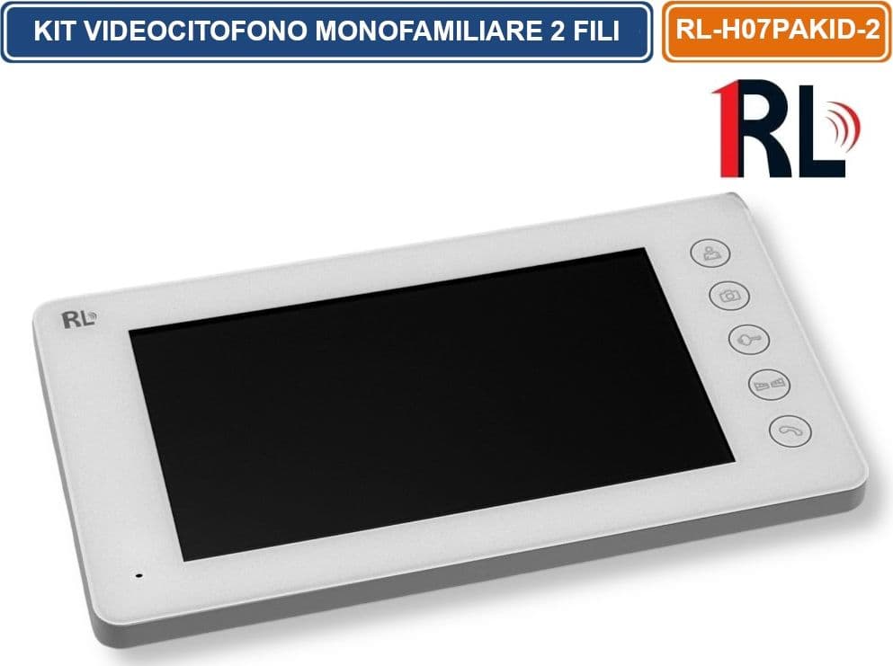 KIT VIDEOCITOFONO MONOFAMILIARE A 2 FILI MONITOR A COLORI 7" APERTURA ELETTROSERRATURA E CANCELLO CON RFID - 2